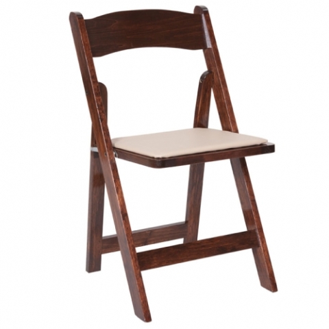 Wood fruitwood Folding Chair with Padded Seat
